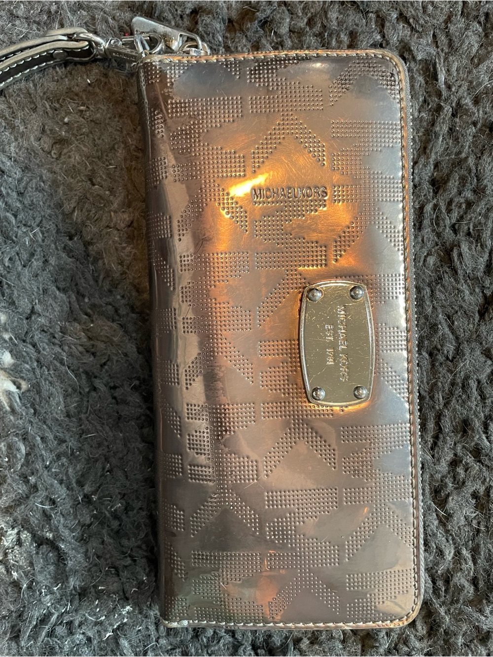 Michael Kors Metallic Bronze Phone Wristlet Case